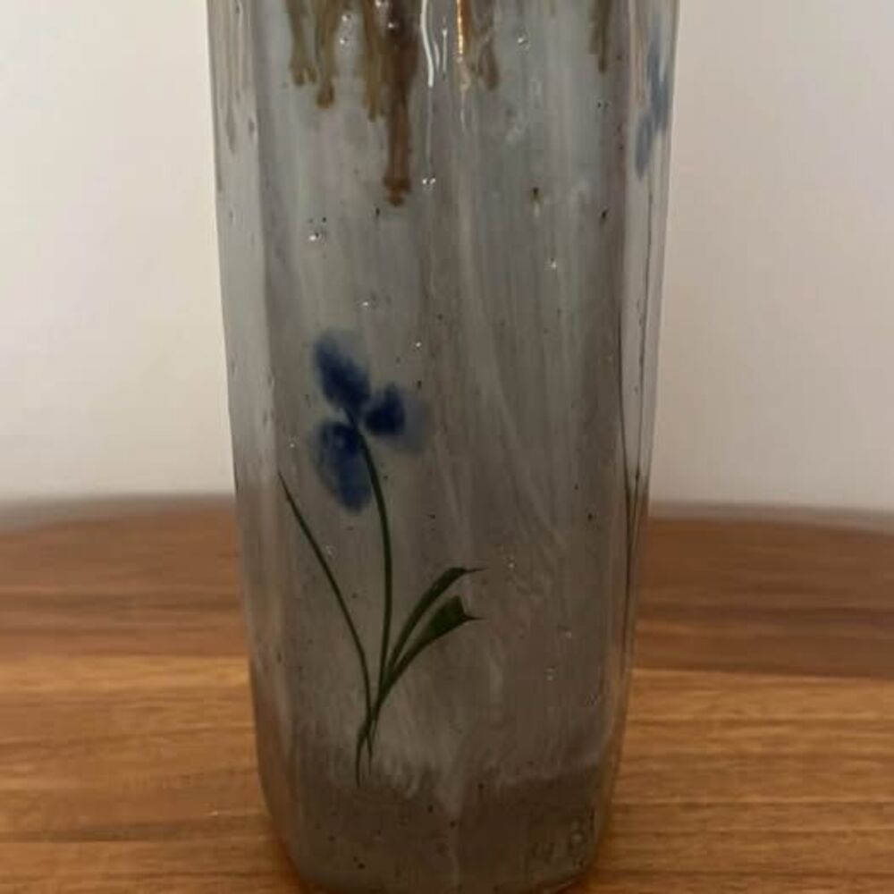 Studio Hexagon Ceramic Vase -MCM Mingei Style Decor Octagonal Hand-Painted